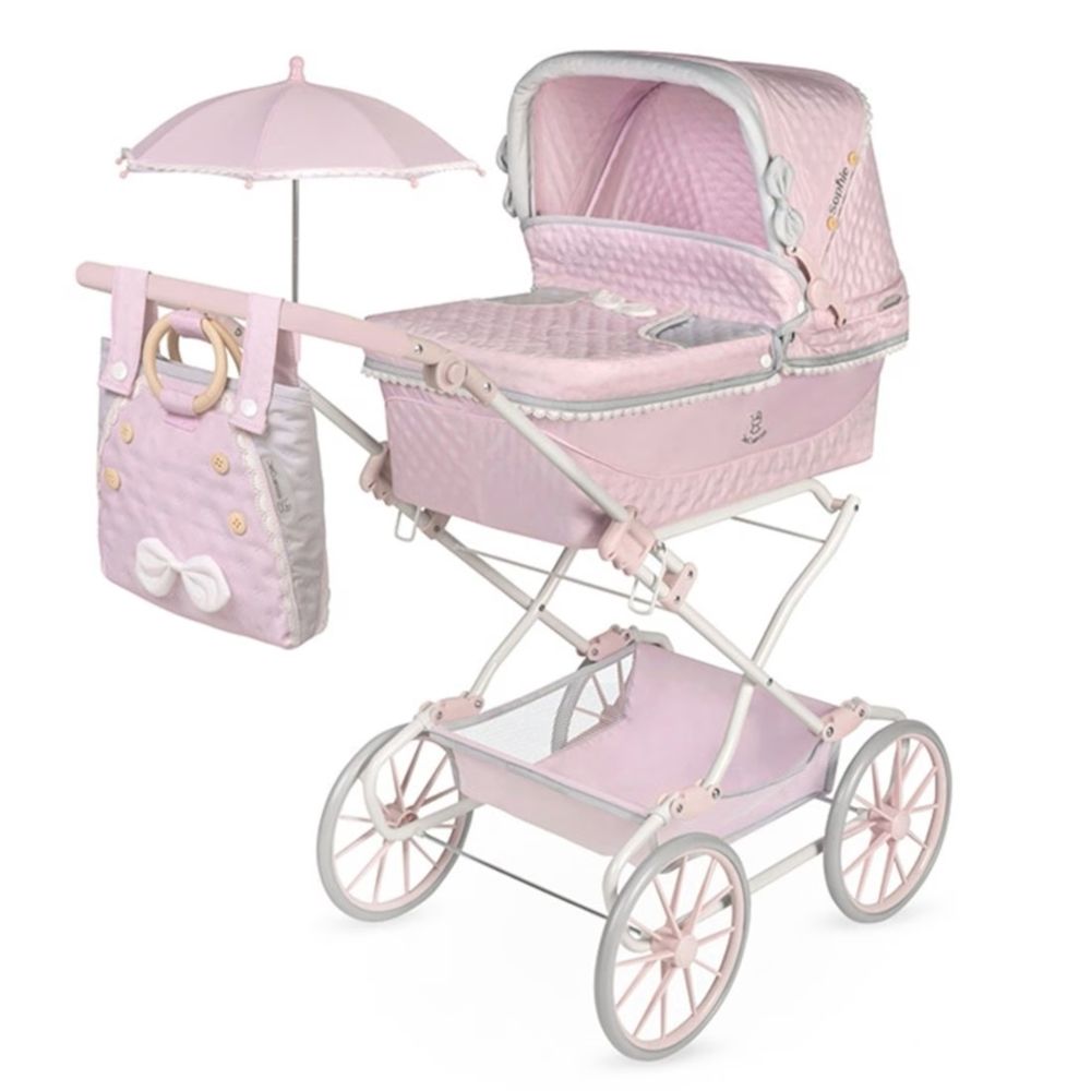 Decuevas Toys Carro de Muñecas Sophie Rosa Plegable con Sombrilla - DeCuevas