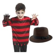 miniatura Camiseta Freddy Krueger Garras y Sombrero Niños - Disfraz de Miedo Infantil