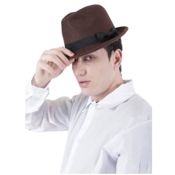 miniatura Sombrero Fedora Marrón Estilo Clásico Unisex - Talla Única Ajustable M/L