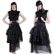 miniatura Disfraz Merlina Baile Miércoles Addams Mujer - Vestido Gala Gótico con Cinturón