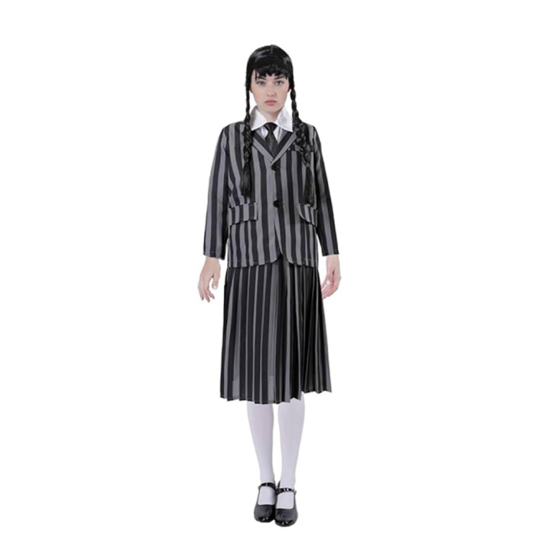 Disfraz de Uniforme Escolar de Miércoles Addams Merlina para Mujer - Chaqueta y Falda Gótica