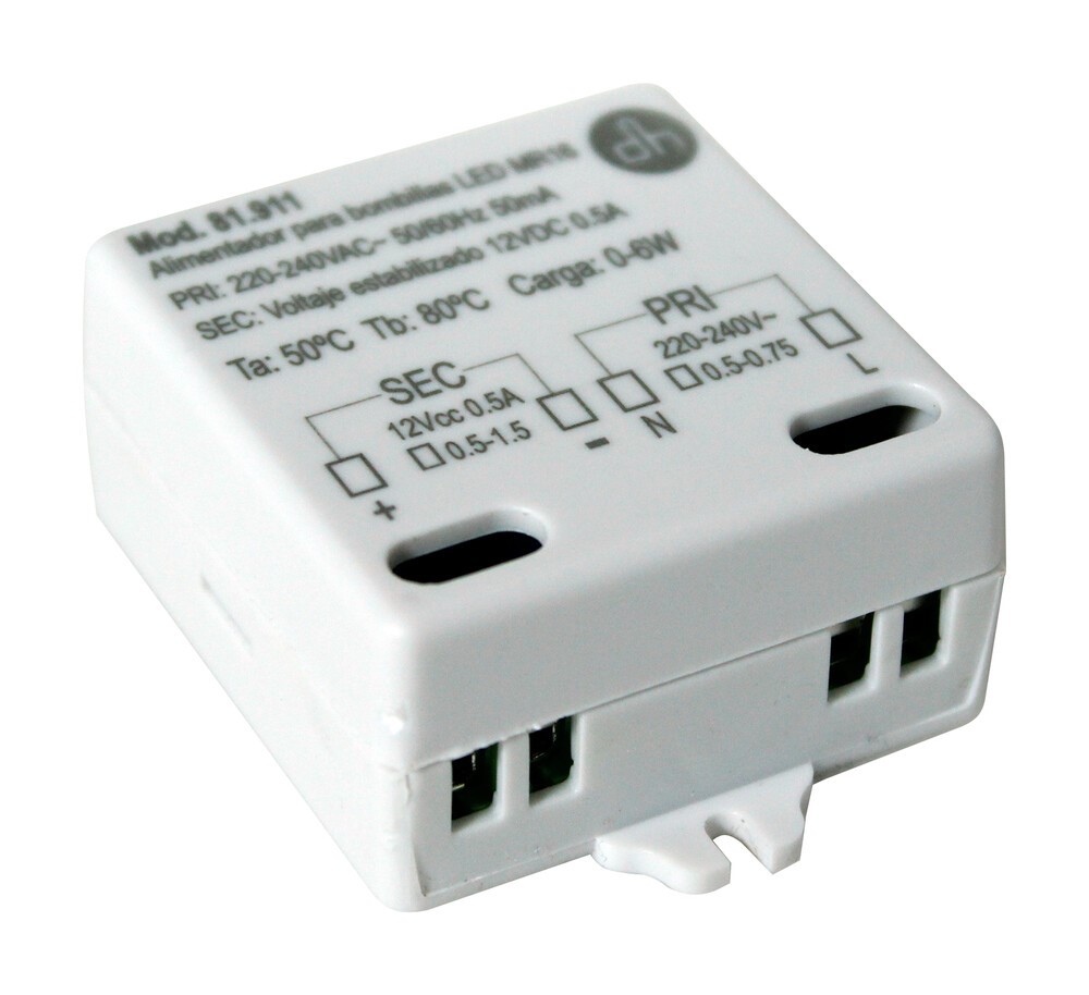 Alimentador para bombillas LED MR16 - Entrada 230V AC a salida 12V CC