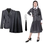 miniatura Este conjunto de falda y chaque a rayas en negro y gris es perfecto para Halloween, cosplay, fiestas
