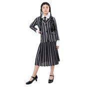 miniatura Disfraz Miércoles Addams Merlina Uniforme Escolar Gótica para Niñas