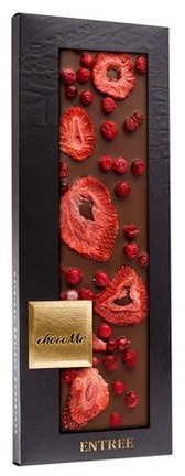 chocoMe - Chocolate con Leche 41% con Fresa y Grosella Roja Liofilizada