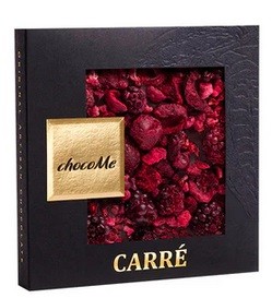 chocoMe - Chocolate Negro V66% con Mora, Guinda y Trozos de Frambuesa 50 g