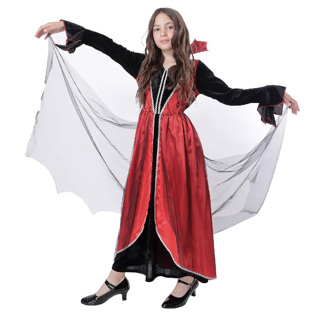 Disfraz de Vampiresa Niña Gótica - Vestido de Condesa Drácula