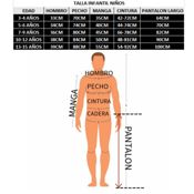 miniatura Tallas Disponibles: Disponible en tallas para niños, abarcando las edades de 4 a 12 años