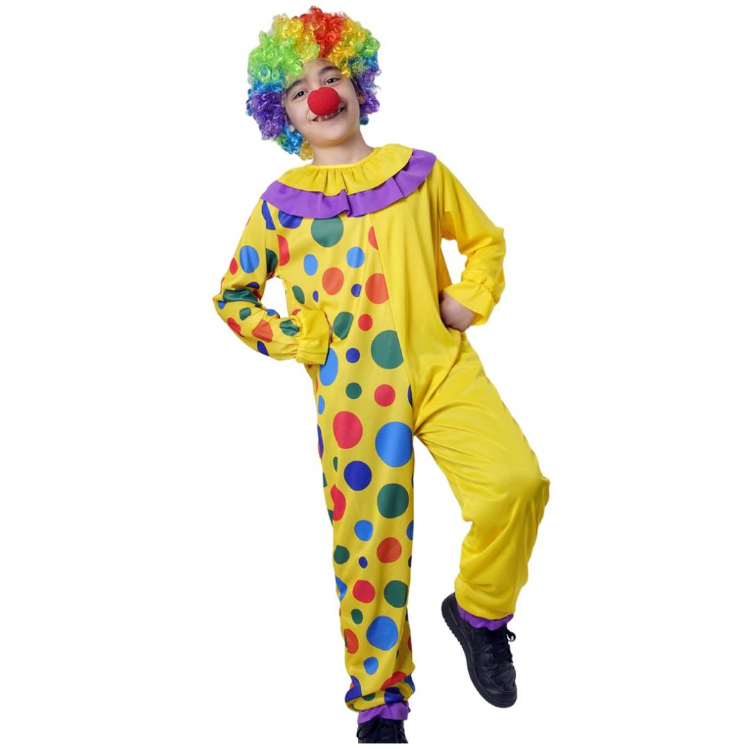 Disfraz Payaso de Circo para niños - Traje de Payaso con Peluca y Nariz