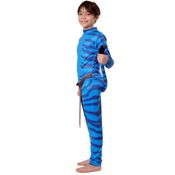 miniatura Disfraz de Alien de Selva para Niño y Niña. Traje Elástico Azul con Muñequera.