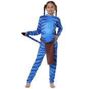 miniatura Disfraz de Criatura Azul Tribal Unisex para Niños. Mono Estampado para Halloween, Carnaval y Cosplay