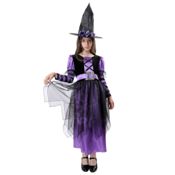 miniatura Disfraz Bruja Hechicera para Niñas. Incluye Vestido Gótico y Sombrero - Tallas 3-12 Años