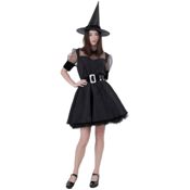 miniatura Disfraz Bruja Hechicera Sexy Malvada - Vestido Corto Negro con Sombrero para Mujer Adulto