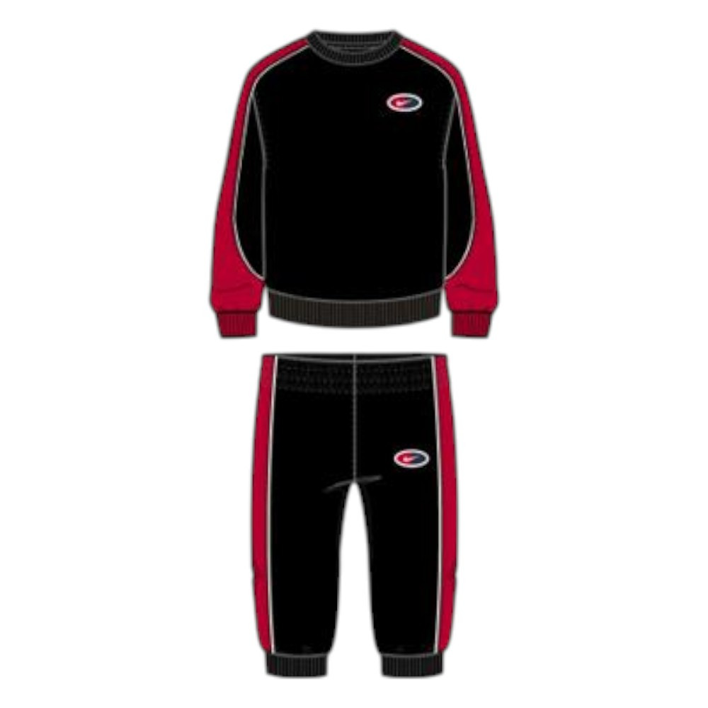 Imagen CHANDAL NIKE NKN FLEECE CREW SET FT25 NEGRO ROJO 86N293-023 NIÑO NIÑA