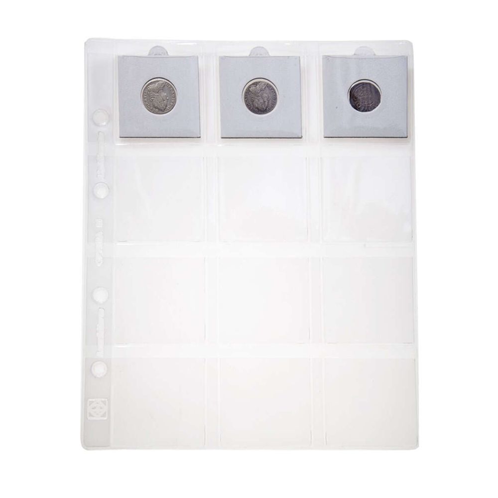 Hojas para monedas OPTIMA Leuchtturm para 12 portamonedas 50x50 mm - Transparente