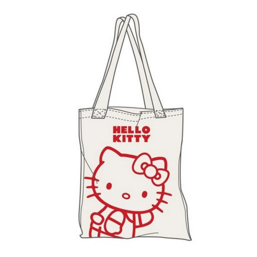 Bolsa Tela Algodón Hello Kitty  41x38.5 cm más 25 cm de Asas