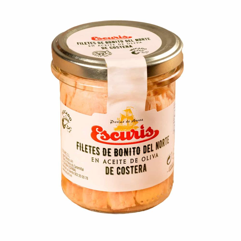 Filetes de Bonito del Norte en Aceite de Oliva - Escurís Vidrio 195 g Gourmet