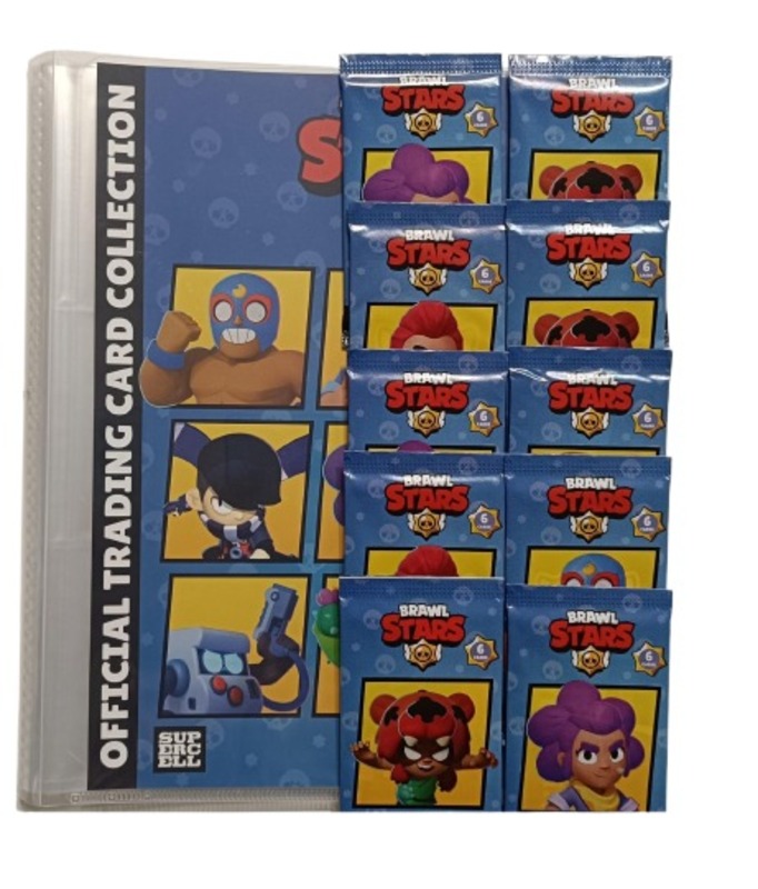 Brawl Stars 2025 Archivador y 10 Sobres con 6 cartas por sobre Brawl Stars
