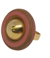 miniatura Anillo rojo con media esfera dorada