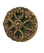 miniatura Anillo rococó dorado y verde