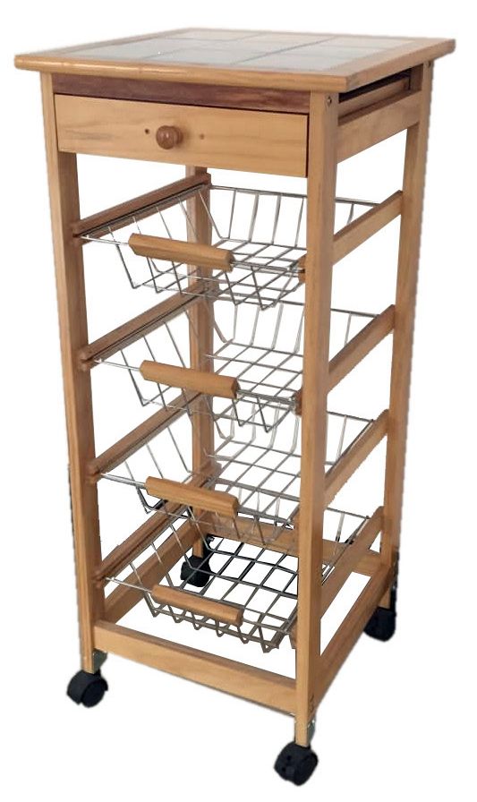 Verdulero frutero 4 cestas y cajon 37x37x85 color blanco