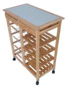 miniatura Carrito Verdulero Frutero Cocina 4 cestas y Cajon cubertero 37x37x85cm con Ruedas Color Miel