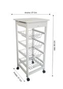 miniatura Carrito Verdulero Frutero Cocina 4 cestas y Cajon cubertero 37x37x85cm con Ruedas Color Blanco