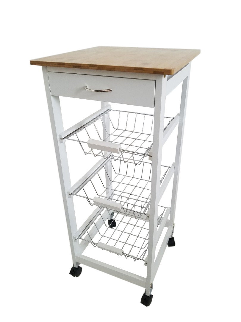 Verdulero frutero 37x37x85 Blanco Tapa Madera Oporto 6