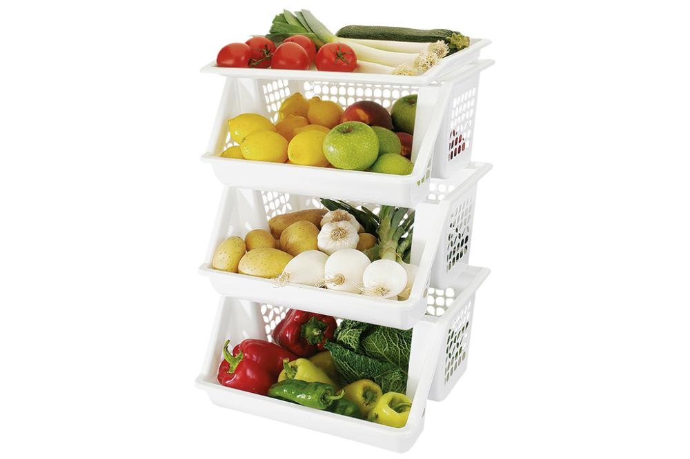 Verdulero Blanco 3 Cestas Modelo Grelos - 62 x 39 x 32 cm