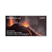 miniatura Aniversario Volcan de la Palma detalle sello de Correos con fotografía de la erupción