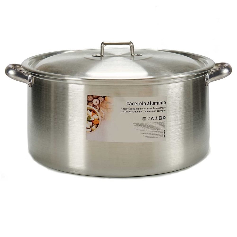Cacerola de aluminio con tapa y asas 20