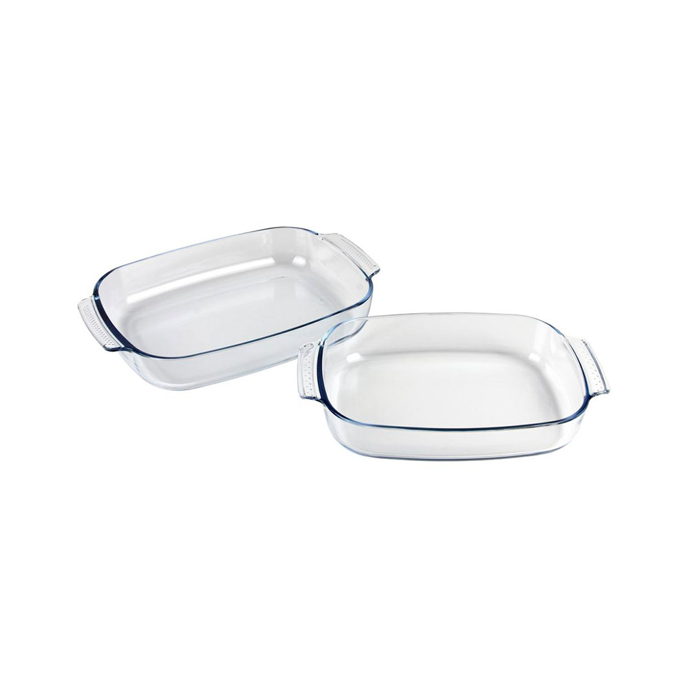 Set de 2 fuentes ovales de vidrio borosilicato modelo baritina 2700 ml - 3800 ml
