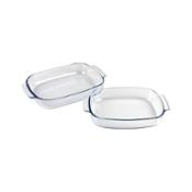 miniatura Set de 2 fuentes ovales de vidrio borosilicato modelo baritina 2700 ml - 3800 ml