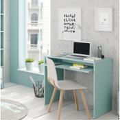 miniatura Escritorio-para-ordenador-pequeno-con-bandeja-extraible-para-teclado-verde.-Aladren