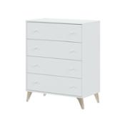 miniatura Comoda de cuatro cajones 4 patas inclinadas tiradores forma de bola Albeta