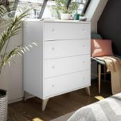 miniatura Comoda de cuatro cajones 4 patas inclinadas tiradores forma de bola dormitorio Albeta