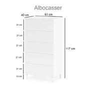 miniatura Medidas Sinfonier de 5 cajones sin tiradores para almacenaje 4 patas altas Albocasser