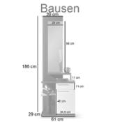 miniatura Medidas Recibidor con espejo con un cajón y una puerta y 2 estantes abiertos Bausen