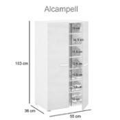 miniatura Medidas Zapatero armario 2 puertas 6 estantes bicolor cemento blanco 14 pares Alcampell