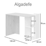 miniatura Medidas Mesa de estudio juvenil diseño irregular dos estantes abiertos bicolor Algadefe