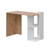 miniatura Mesa de estudio juvenil diseño irregular dos estantes abiertos bicolor vacio Algadefe