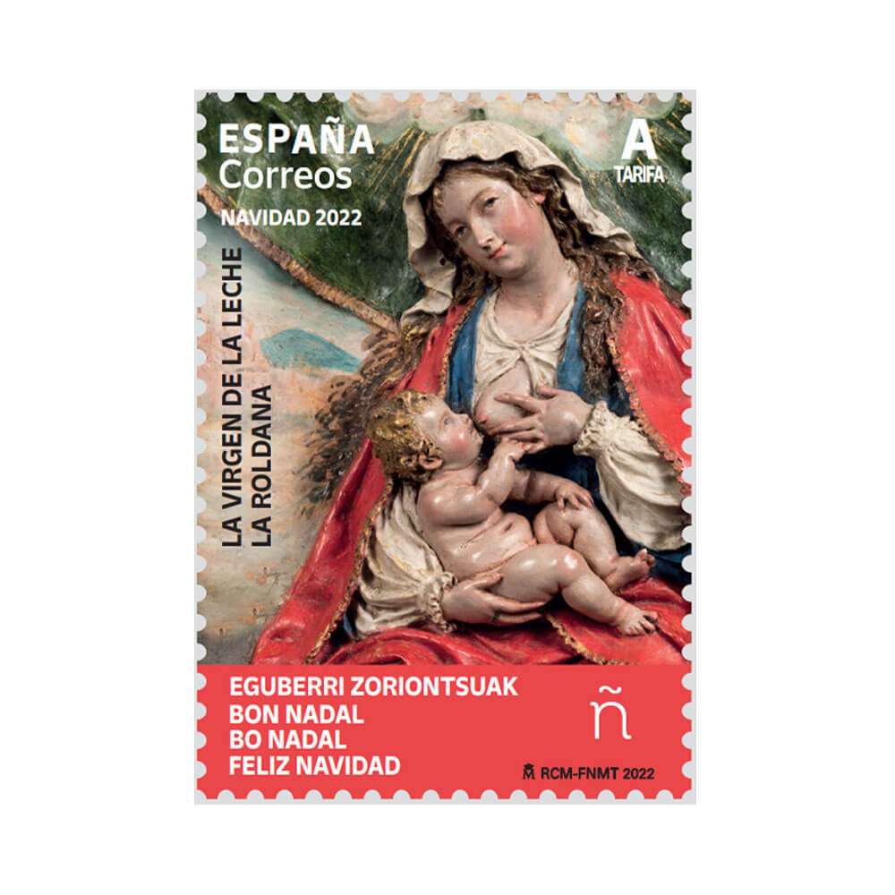 Sello Navidad Correos 2022 tarifa A - La Virgen de la leche