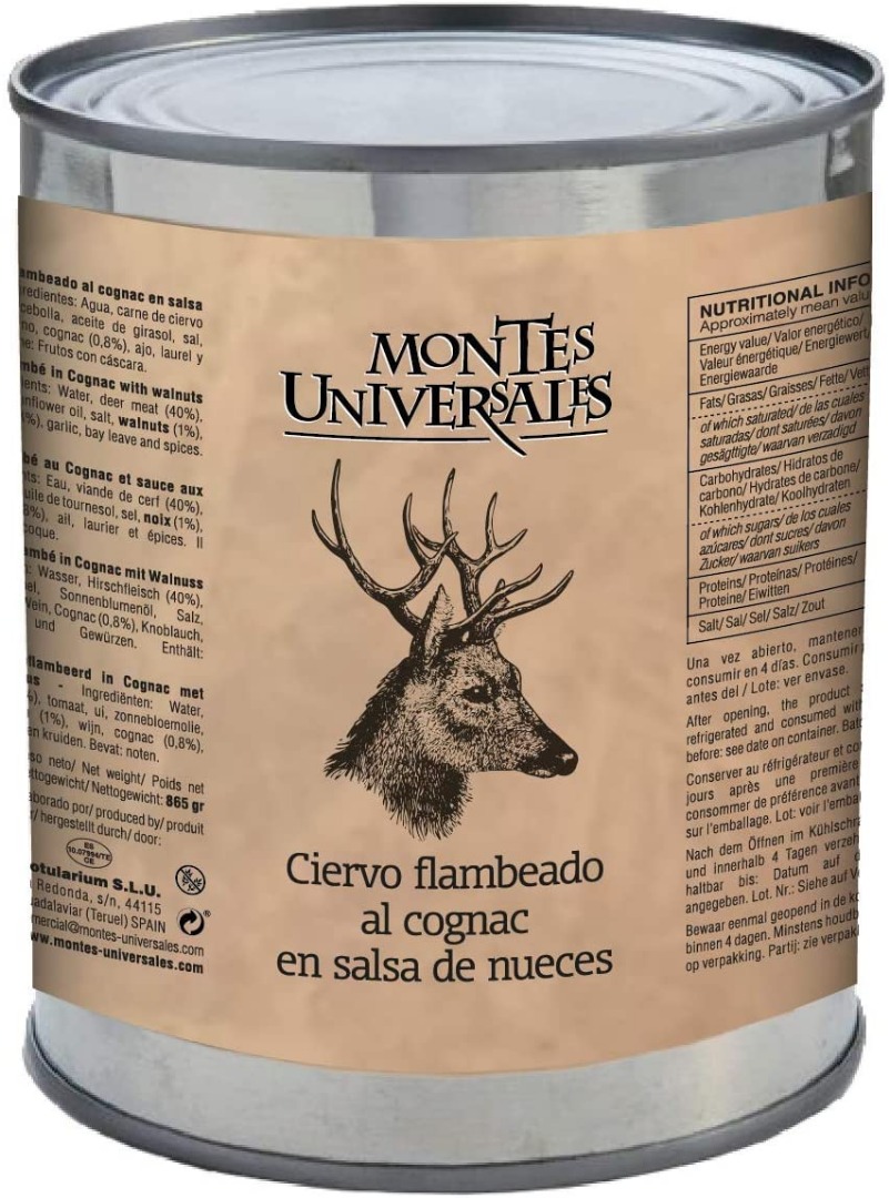 Ciervo flambeado al cognac en salsa de nueces Montes Universales