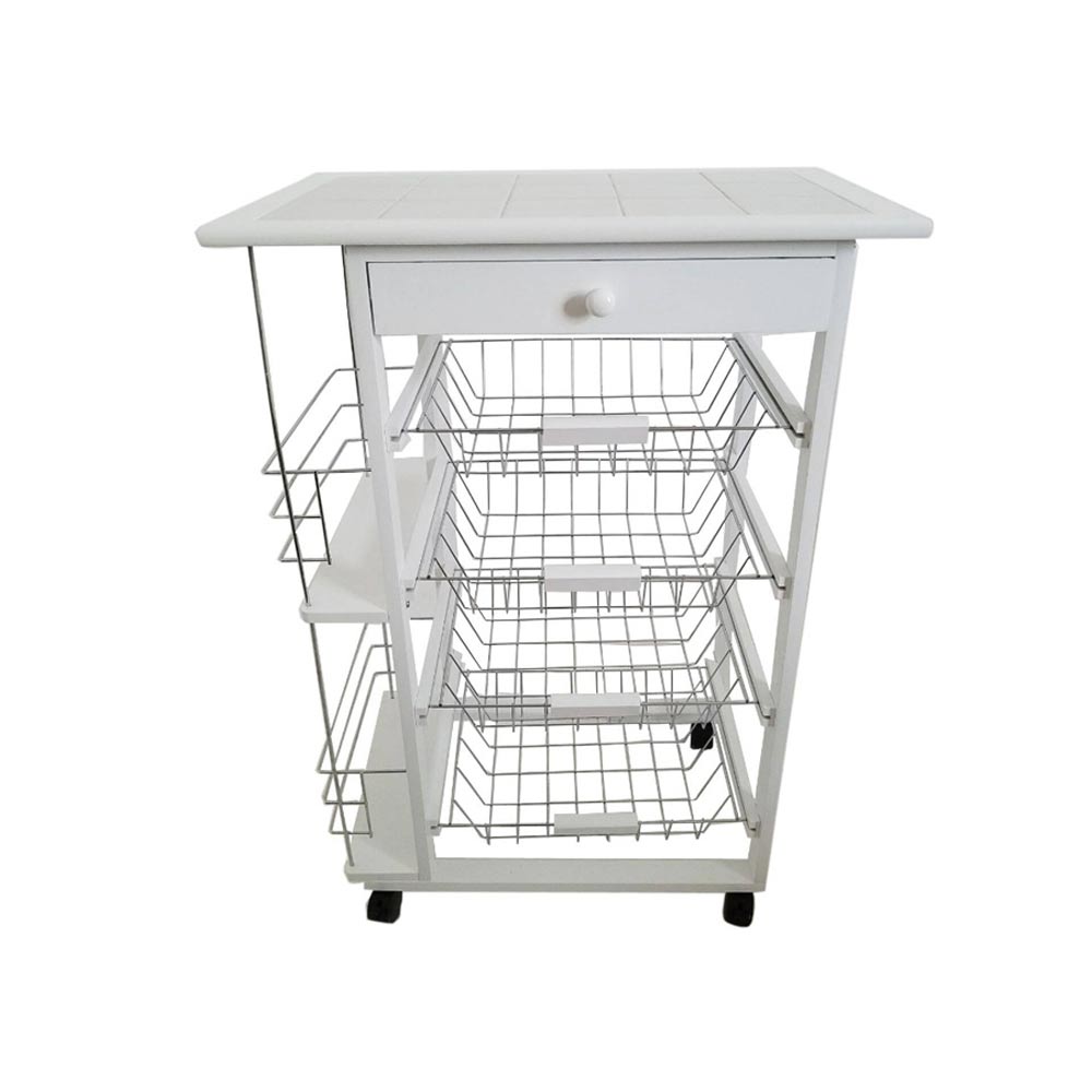 Verdulero frutero de cocina con botellero especiero en el lateral color blanco