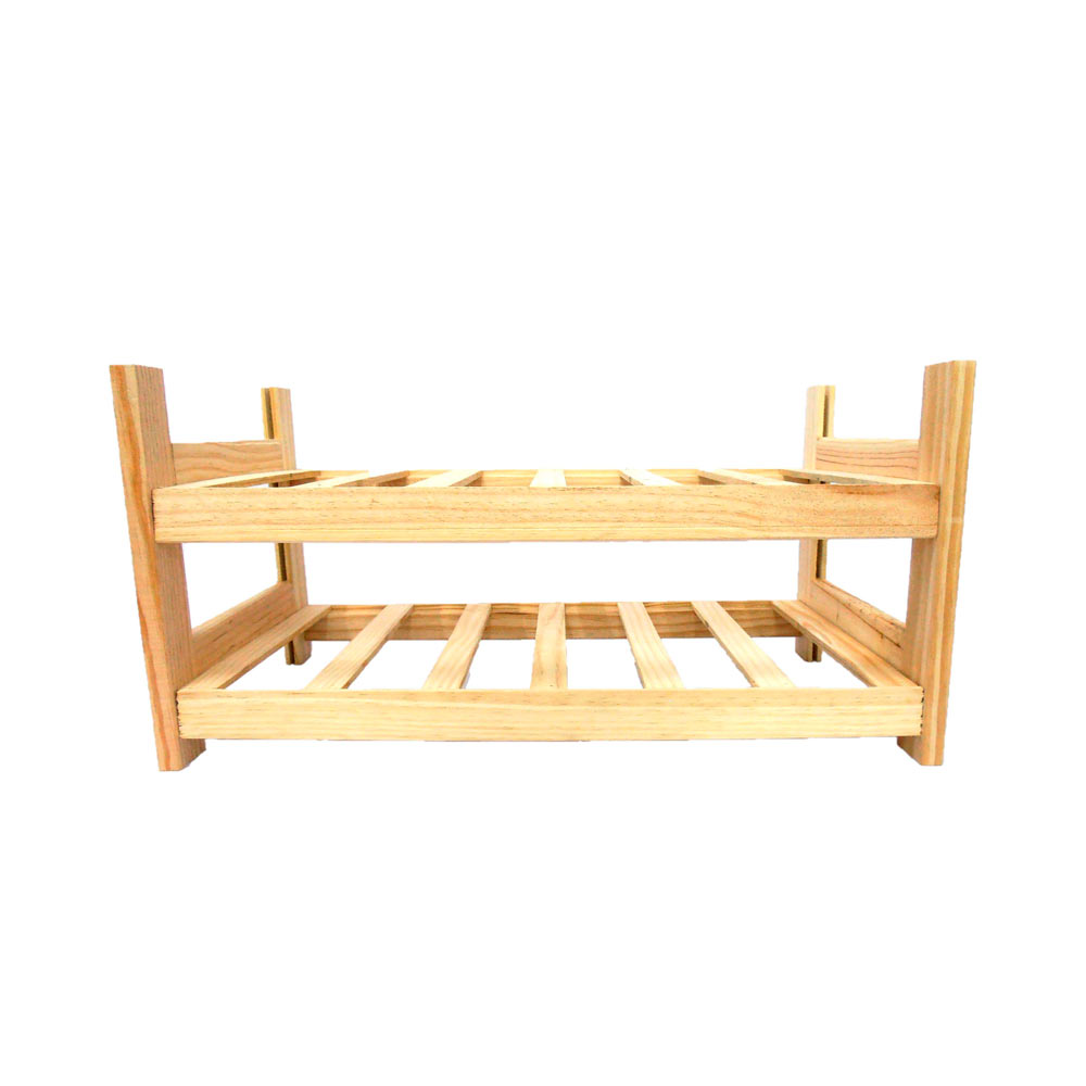 Botellero de Madera de Pino en Color Natural para 12 Botellas y con 2 Niveles de Altura