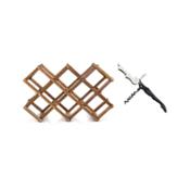 miniatura Botellero de Madera para 10 Botellas + Sacacorchos Profesional de Regalo - 49.00 X 25.50 X 15.00 cm