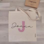 miniatura bolsa tote bag personalizada con nombre rosa