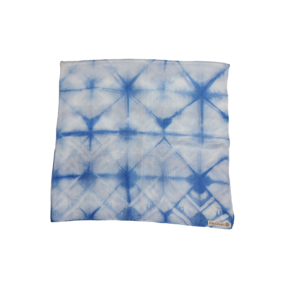 Odelutepa Pañuelo de seda natural Triangulo Azul 90x90 cm