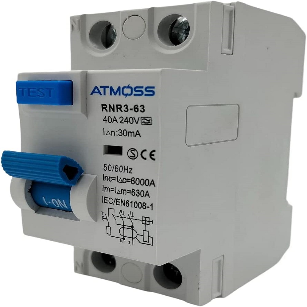 Atmoss - Interruptor diferencial superinmunizado SI, 30 mA, 2P, 40 A, Clase A y 6kA