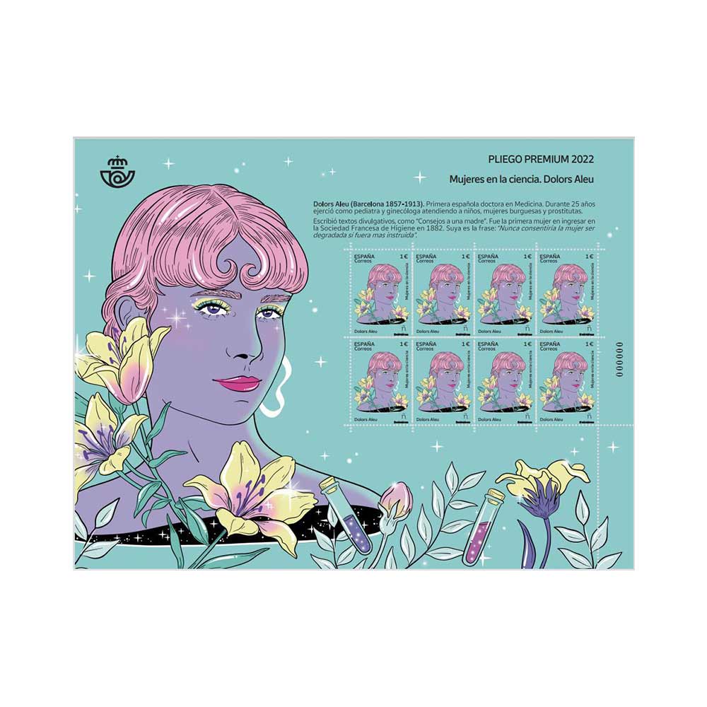 Pliego Mujeres en la Ciencia. Dolors Aleu Correos para coleccionar